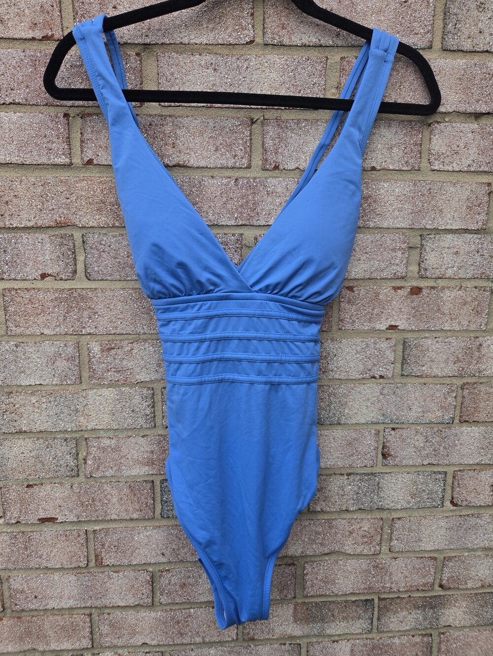 La Blanca Blue One-Piece V-Neck Swimsuit Size M/ 10